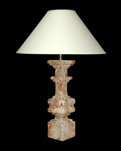 Appraisal: An Italian Baroque marble baluster now converted to a lamp