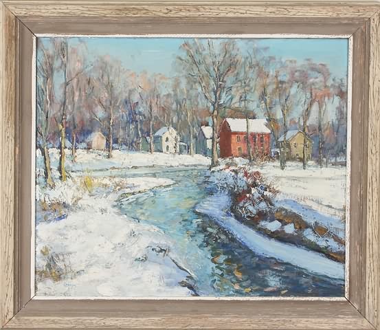 Appraisal: Mill at Sellersville oil on canvas x SLL W E