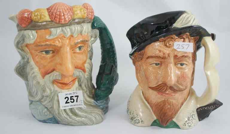 Appraisal: Royal Doulton Large Character Jugs Neptune D and Sir Frances