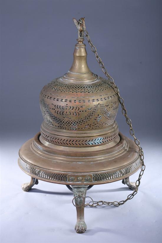 Appraisal: OTTOMAN COPPER BRAZIER Electrified - in high