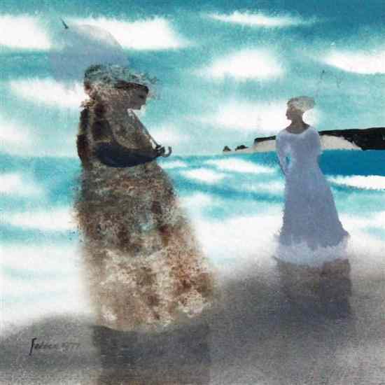 Appraisal: Mary Fedden b watercolour Two women on the shore signed