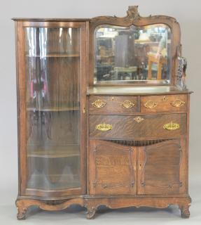 Appraisal: Victorian oak side by side china cabinet server ht in