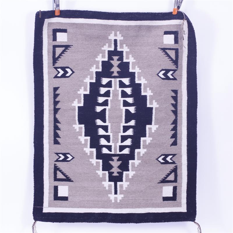 Appraisal: Navajo wool blanket weaving in grey cream and black attributed