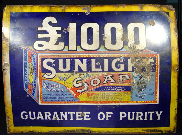 Appraisal: Rectangular Sunlight enamel advertising sign ' Sunlight Safe Guarantee Security'