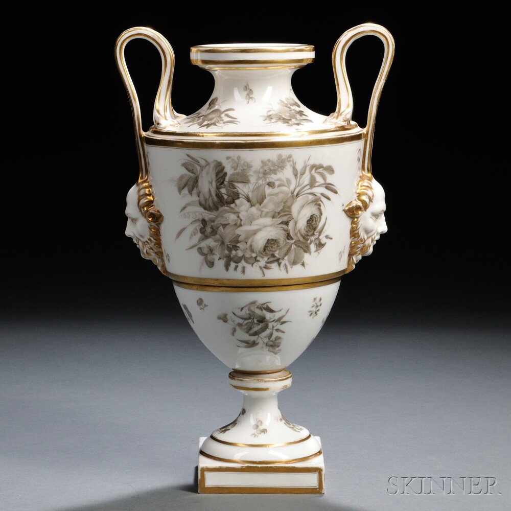 Appraisal: Two-handled Porcelain Vase possibly Russia th century gilded trim with