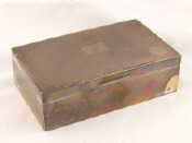 Appraisal: A silver cigarette box with engine turned finish Birmingham x