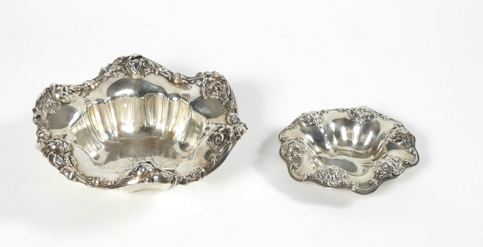 Appraisal: AMERICAN FLORAL MOTIF STERLING BOWLS pieces total to include Frank