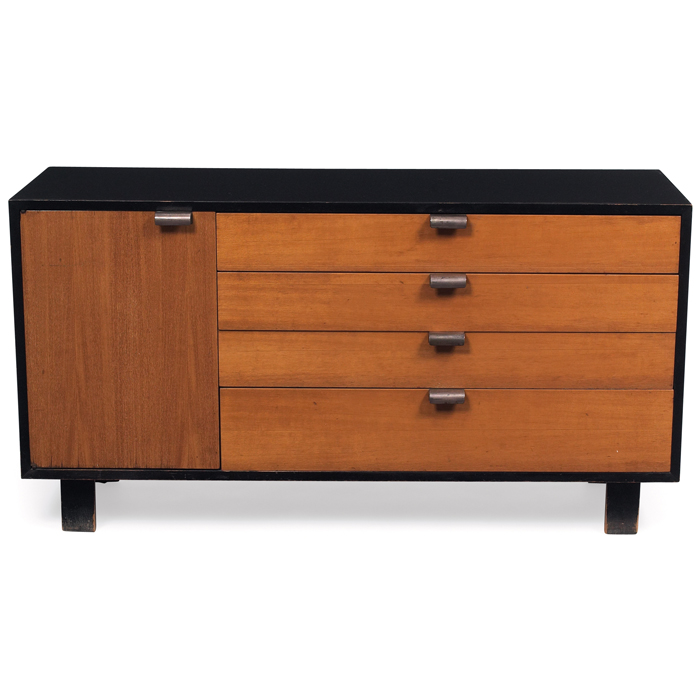 Appraisal: George Nelson cabinet by Herman Miller black exterior with five