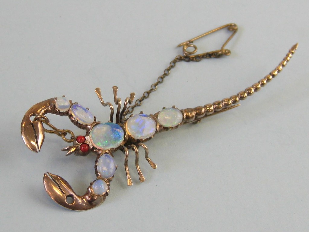 Appraisal: An early th Century Scorpion Brooch claw-set opal cabochons and