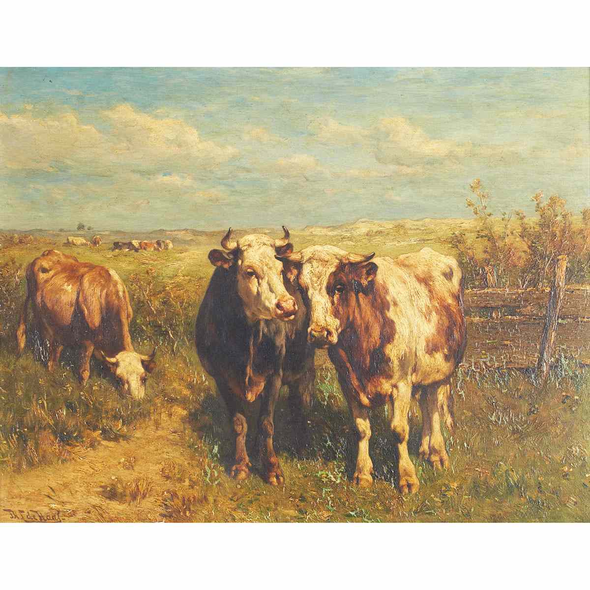 Appraisal: Johannes Hubertus Leonardus de Haas - Dutch COWS IN A