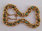 Appraisal: A gold turquoise and seed pearl bracelet marked approx cm