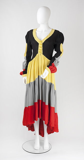 Appraisal: A s Ossie Clark traffic light dress the black crepe