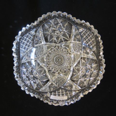 Appraisal: Cut Glass Bowl brilliant period feathered point stars hobstars cane