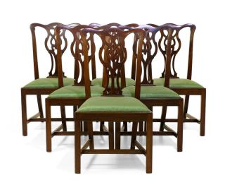 Appraisal: A SET OF SIX CHIPPENDALE STYLE DINING CHAIRS A SET