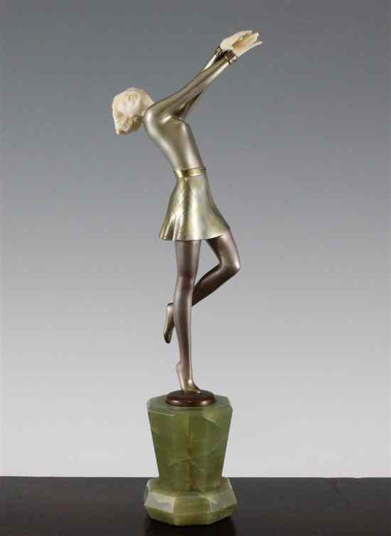 Appraisal: Josef Lorenzl - an Art Deco silvered bronze and ivory