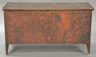 Appraisal: Primitive lift top blanket chest on bootjack ends with original