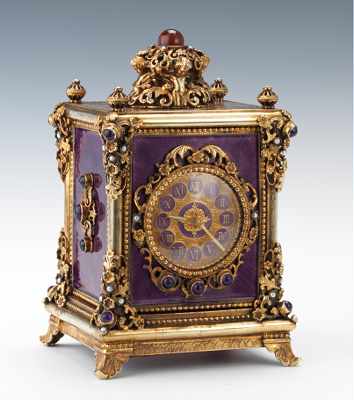 Appraisal: A Enamel over Silver Carriage Clock with Reuge Music Box