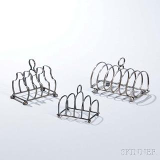 Appraisal: Three Silver Toast Racks two English one with rubbed marks