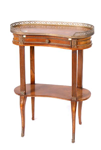 Appraisal: A Louis XVI style kidney shaped side table height in