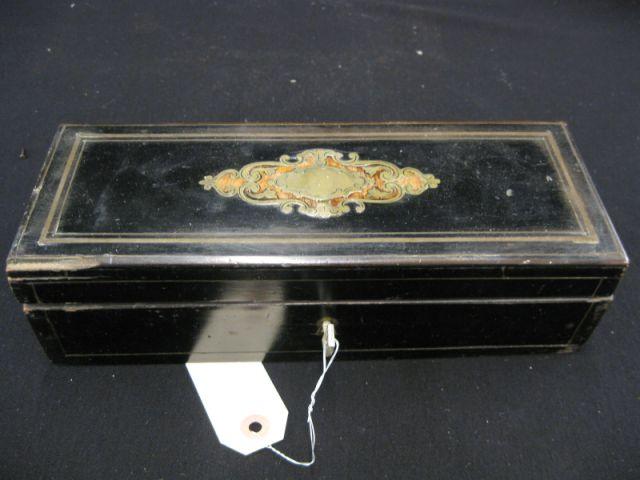 Appraisal: French Victorian Dresser Box bouille inlay ebonized locking x