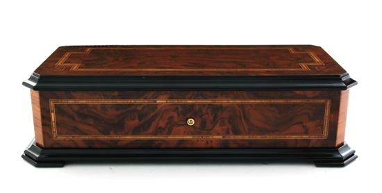 Appraisal: Swiss Reuge interchangeable cylinder grand music box burl walnut tulip