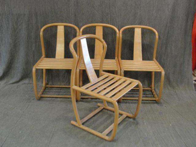 Appraisal: Set of Midcentury Blonde Bentwood Chairs From a Long Island