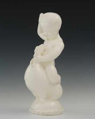 Appraisal: Blanc de Chine Porcelain Figure of a Child and Cockrel