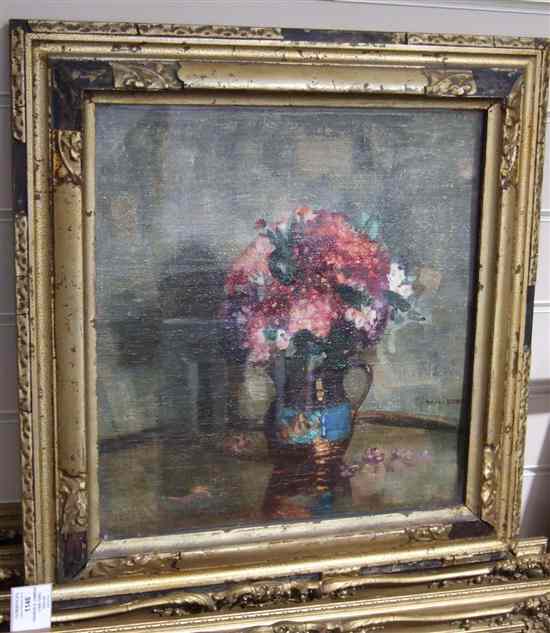 Appraisal: William George Robb - oil on board Flowers in a