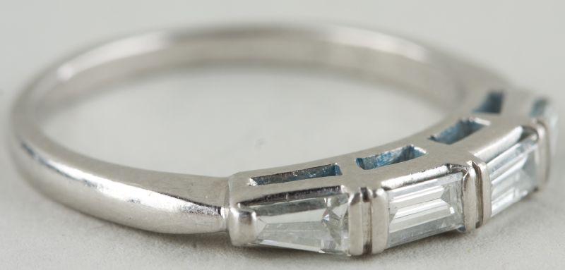 Appraisal: Platinum and Diamond Ring stamped platinum engraved RK-K with tapered