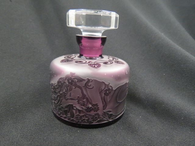 Appraisal: Czechoslovakia Cameo Glass Perfume Bottle nude at rest amethyst and