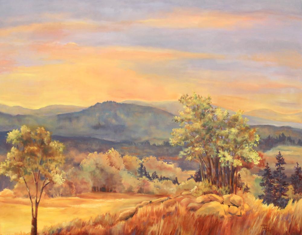 Appraisal: TONI TYREE Oregon st century oil on canvas autumn sunset