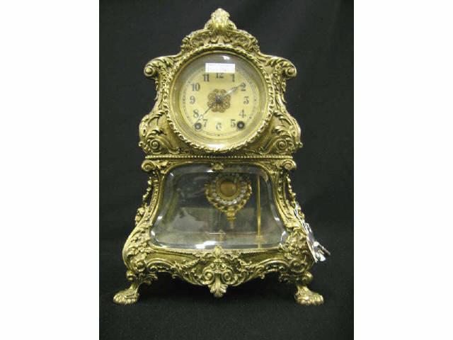 Appraisal: French Style Bronzed Mantle Clock with beveled glass front sides