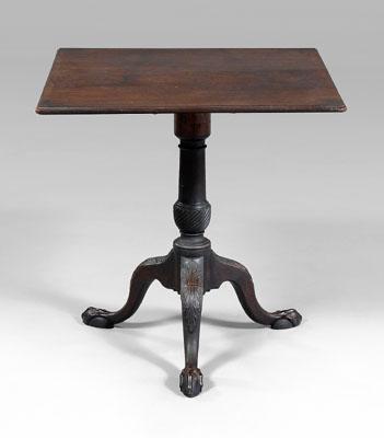 Appraisal: Fine Chippendale carved tea table square single-board mahogany top with