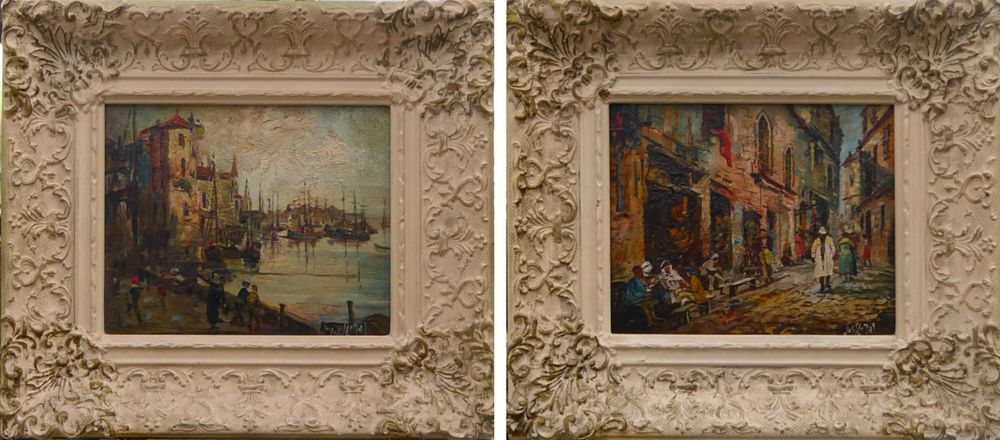 Appraisal: JOSEPH SLOMAN USA - PAIR OF OIL PAINTINGS Joseph Sloman