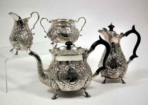 Appraisal: A late Victorian silver four piece tea service the squat