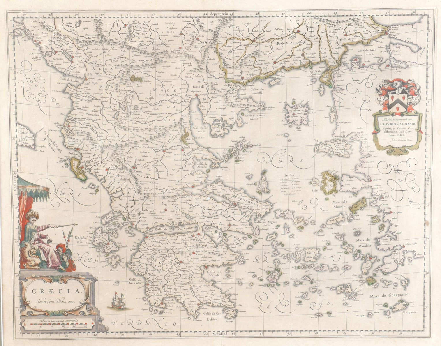 Appraisal: C MAP OF GREECE Johannes Blaeu '' x '' CONDITION