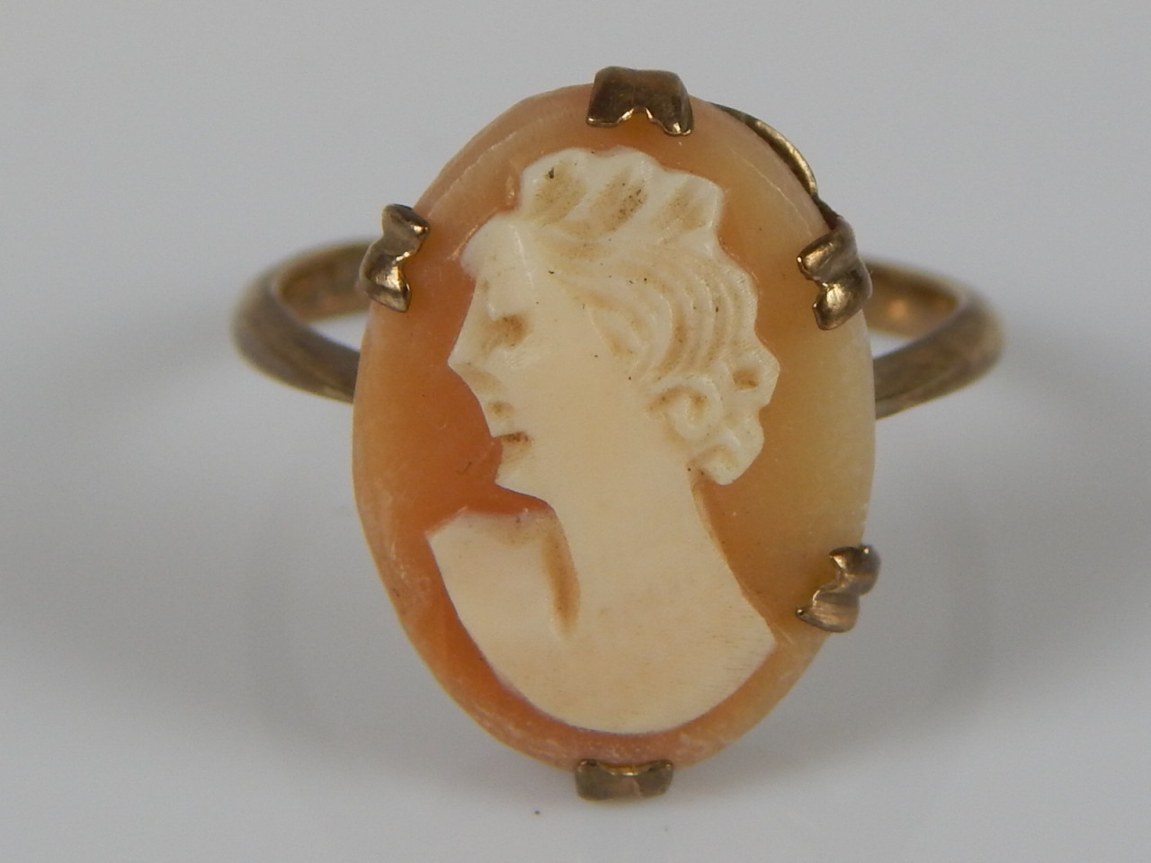 Appraisal: A cameo dress ring yellow metal marked ct