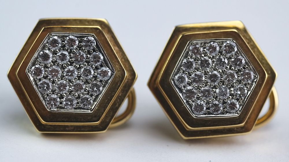 Appraisal: Italian K Gold CT TW Diamond Earrings Ladies karat gold