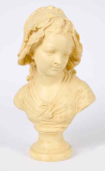 Appraisal: Resin Bust of Girl Continental a resin bust of young