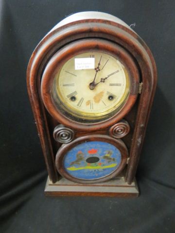 Appraisal: Daniel Pratt Day Clock with alarm lion unicorn design tall