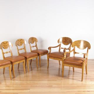 Appraisal: Set Biedermeier style walnut dining chairs Set Biedermeier style walnut