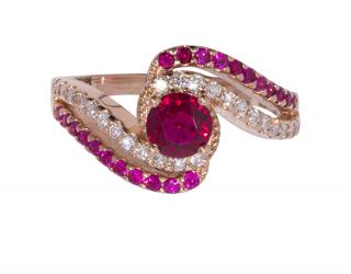 Appraisal: Ruby diamond and k rose gold ring Ruby diamond and