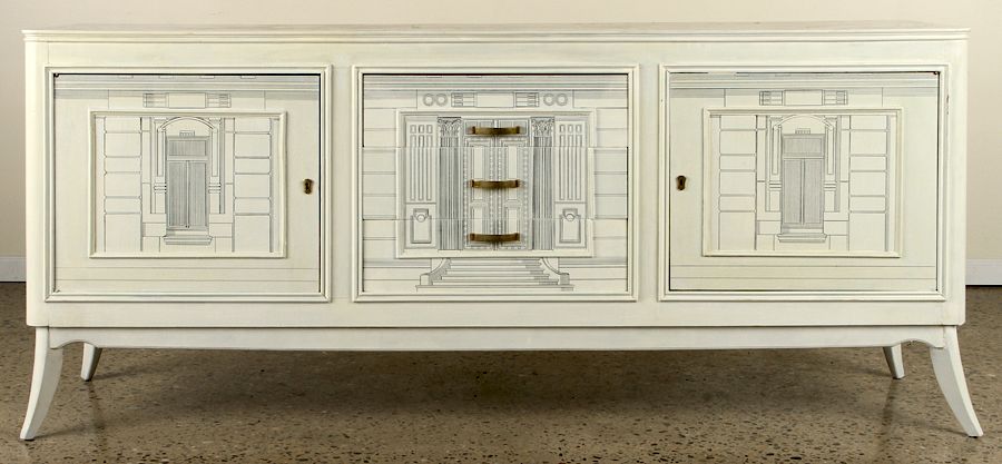 Appraisal: FORNASETTI STYLE TWO DOOR SIDEBOARD C A mid century modern