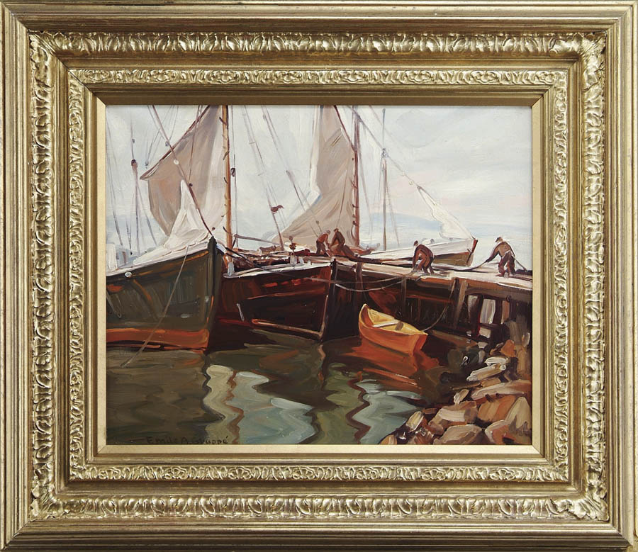 Appraisal: EMILE ALBERT GRUPPE American - GLOUCESTER HARBOR SCENE Oil on