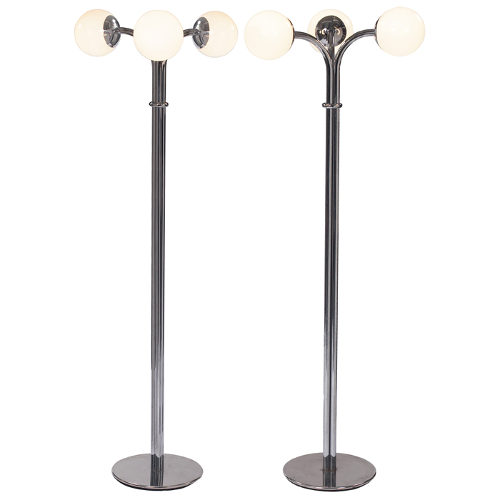 Appraisal: Large s floor lamps possibly distributed by Stendig pair three