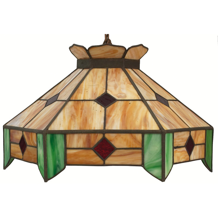 Appraisal: Arts Crafts hanging fixture six-sided form with geometric design in