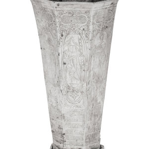 Appraisal: An Eastern European Silver-Plate Octagonal Beaker th Century Height inches