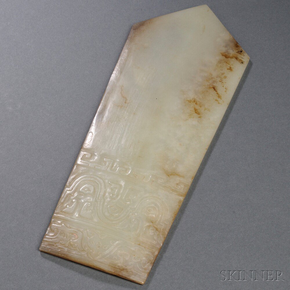 Appraisal: Jade Dagger China the base of the dagger inscribed with