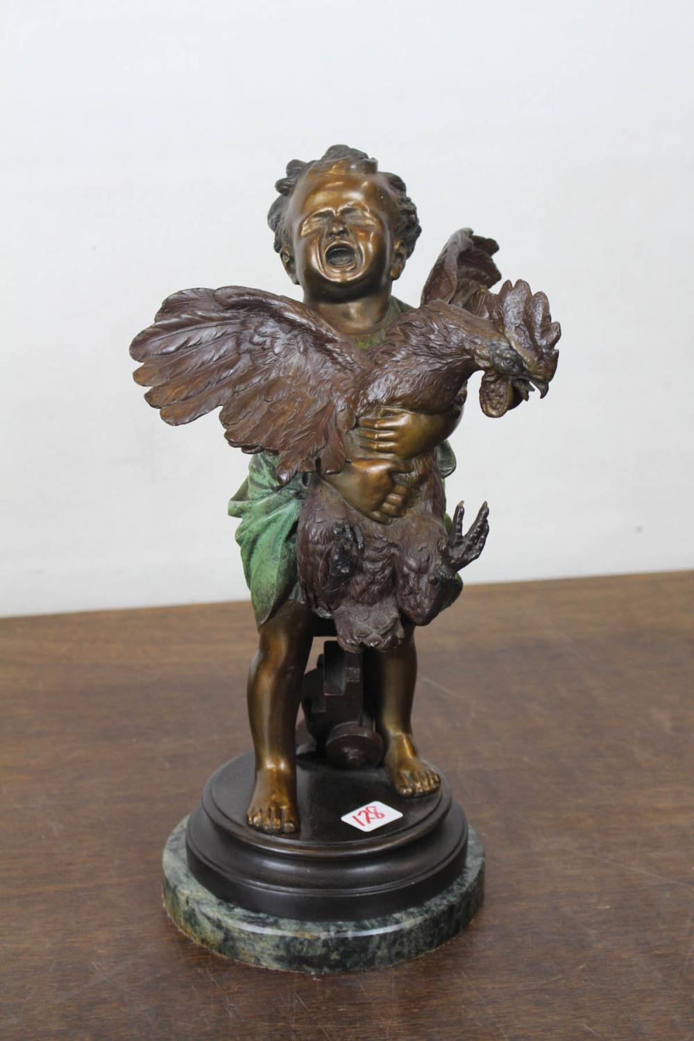 Appraisal: AFTER ADRIANO CECIONI Italian - bronze figure 'L'Enfant au Coq