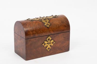 Appraisal: A Victorian burr walnut stationery box with fitted interior and